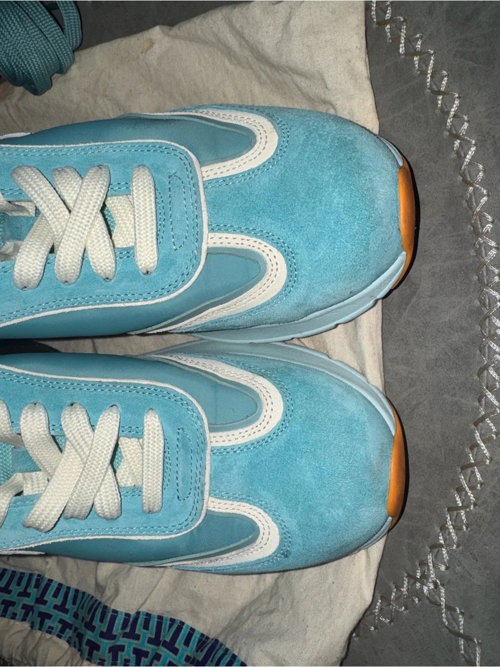 Tory Burch Good Luck Trainer Sneakers blue and white size 10